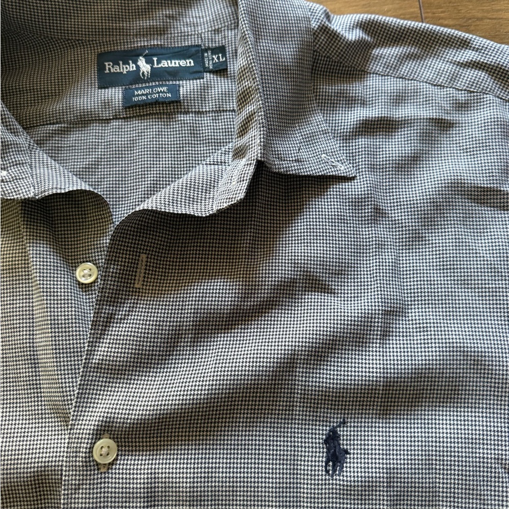 Ralph Lauren Men’s Black & White Micro-Check Casual Button-Down Shirt